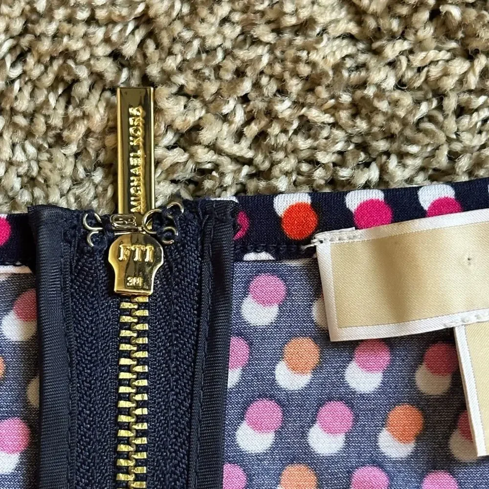 Michael Kors Pink Orange Navy and White A-Line  Dress
